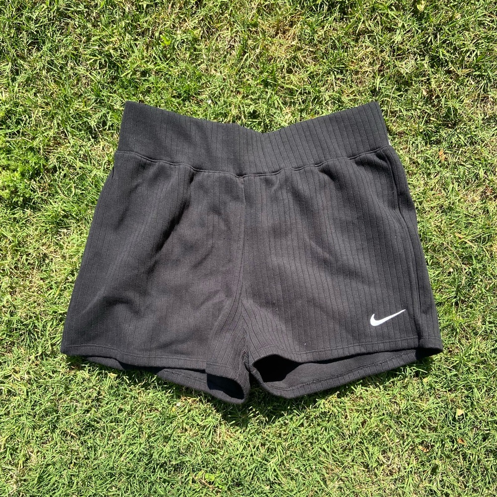 New Nike black slim fit ribbed shorts